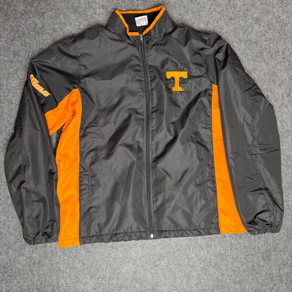 BMOC Tennessee Volunteers Men XL Windbreaker Jacket Black Orange Full Zip Fleece